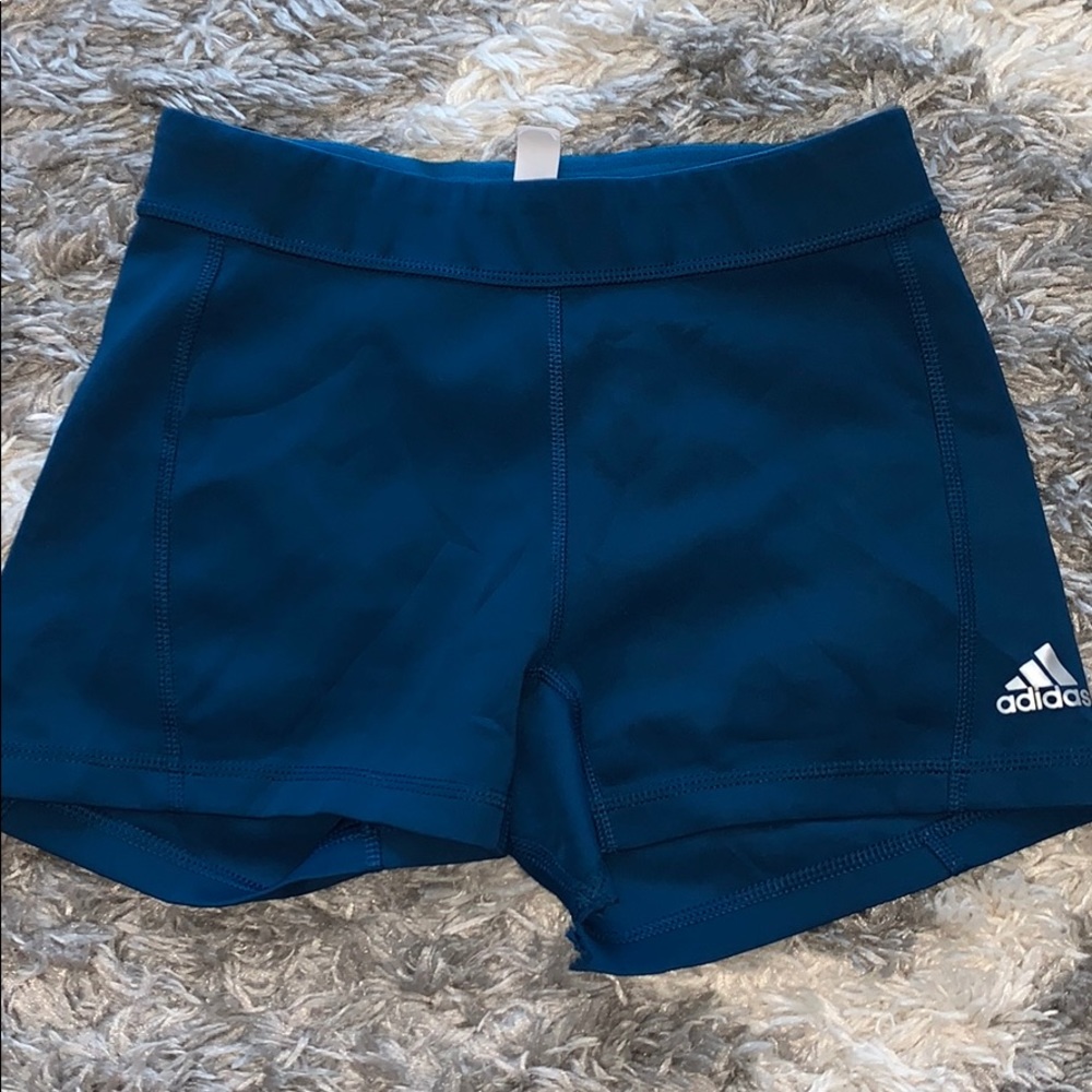 blue adidas biker shorts